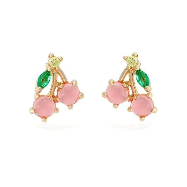 Cubic Zirconia Fruit Hoop Earrings